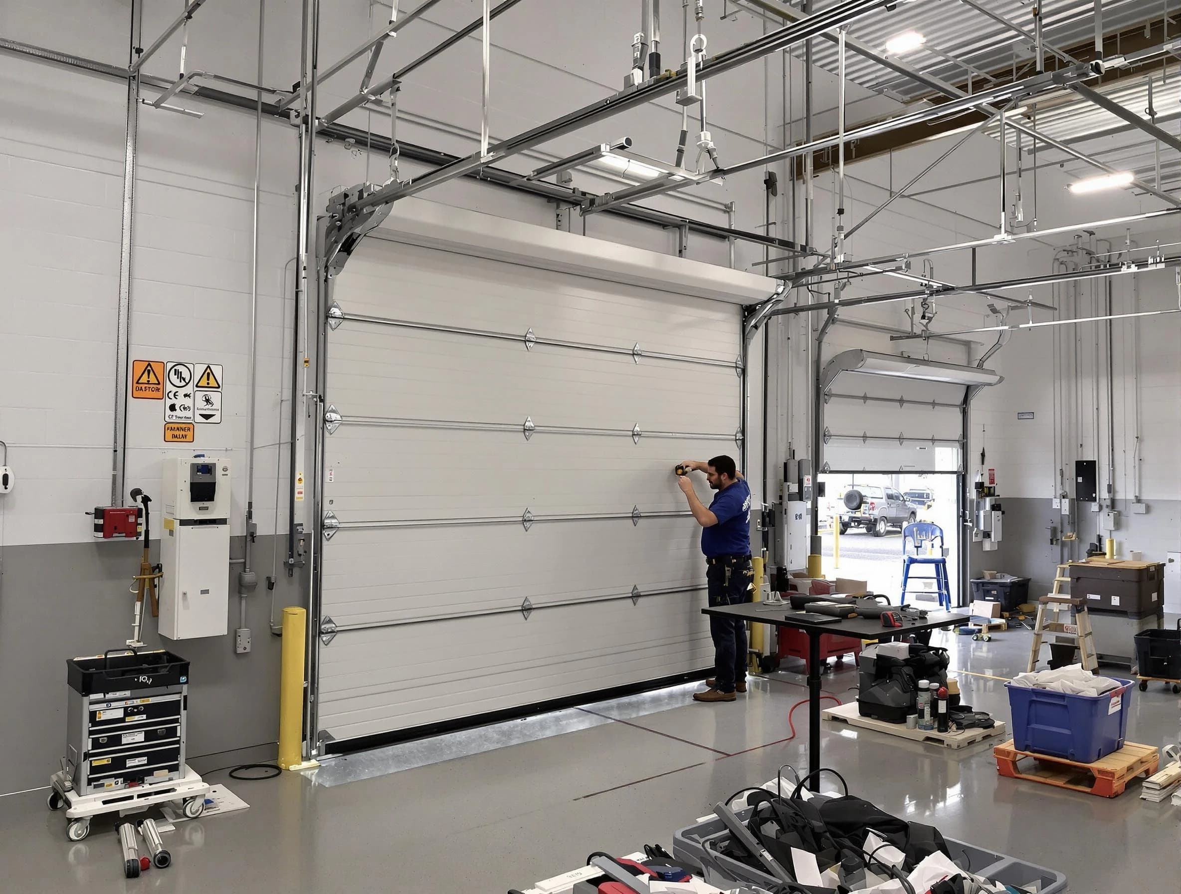 Commercial garage door repair being performed by Kennesaw Garage Door Repair expert in Kennesaw