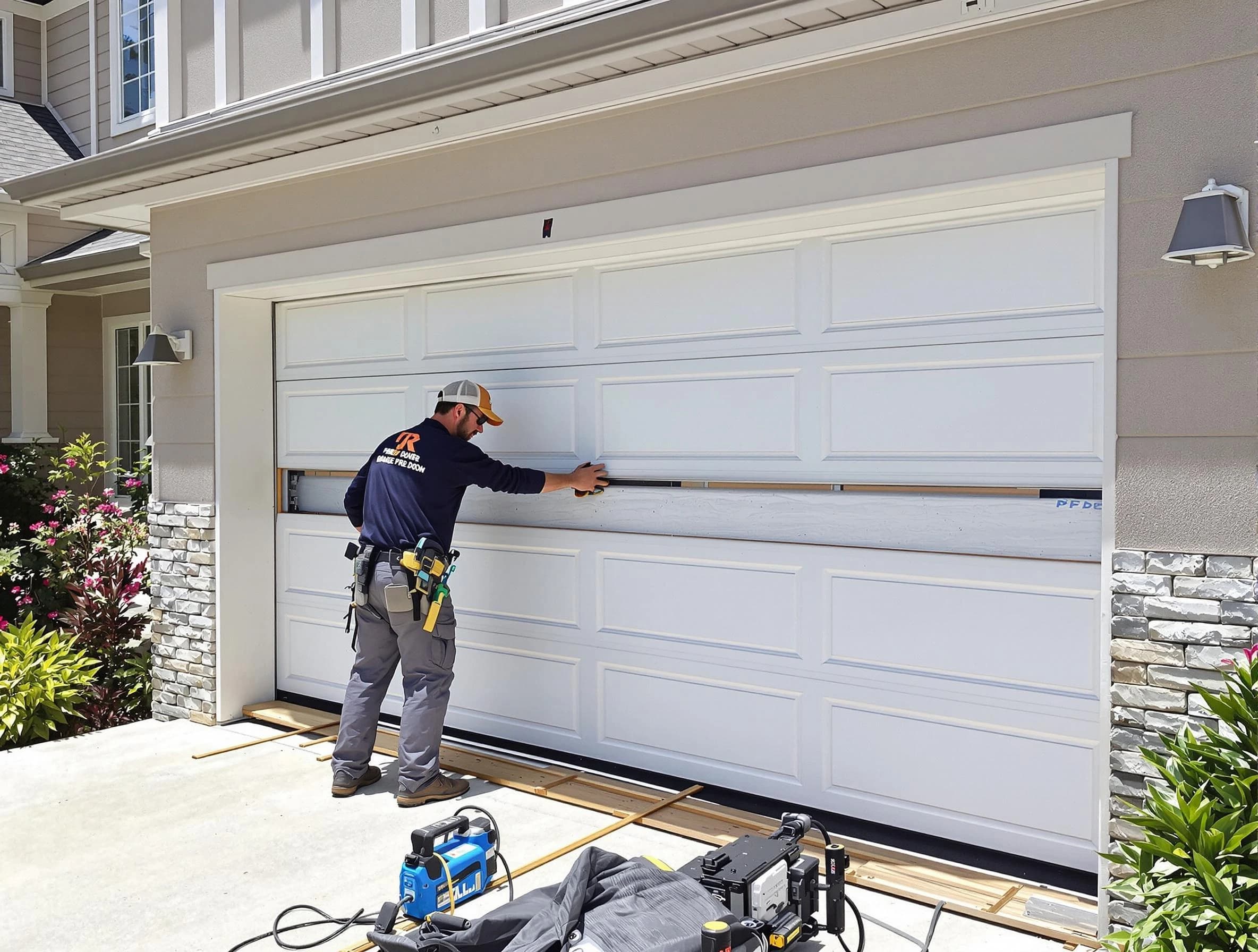 Kennesaw Garage Door Repair team performing complete garage door replacement at Kennesaw residence