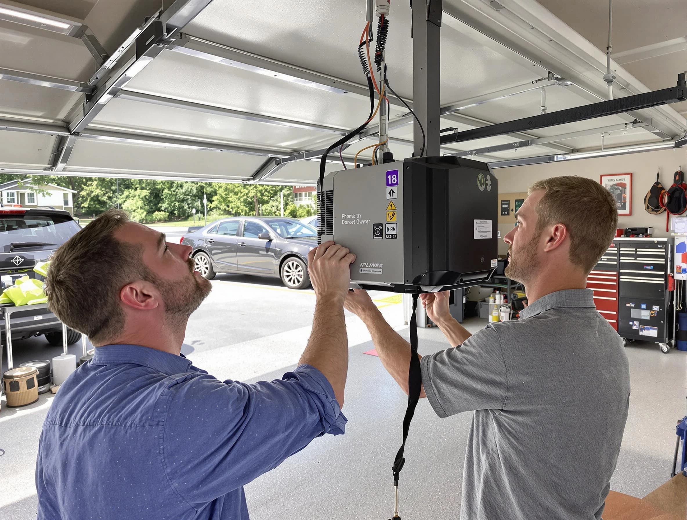 Kennesaw Garage Door Repair technician installing garage door opener in Kennesaw