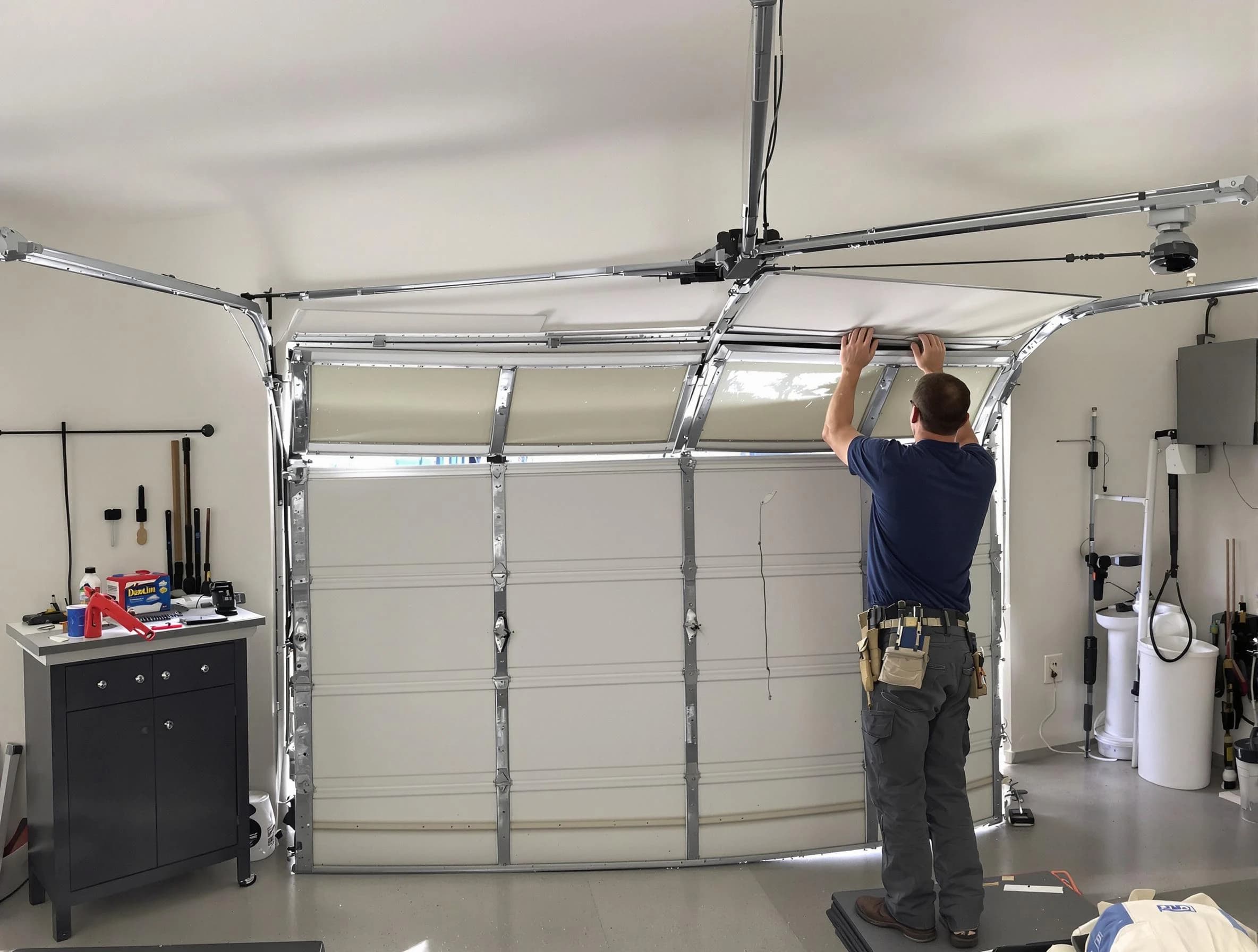 Kennesaw Garage Door Repair specialist performing precise section replacement on Kennesaw garage door
