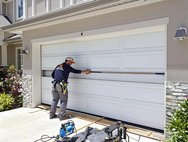 Kennesaw Garage Door Repair team performing complete garage door replacement at Kennesaw residence